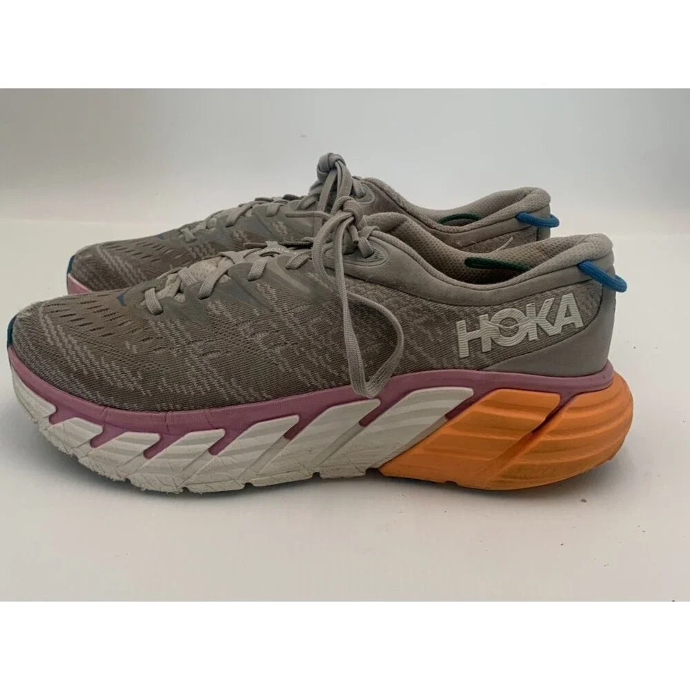 Hoka One One Womens Gaviota 4 Gray Orange WhiteRunning Shoes Sneakers Size 9.5B